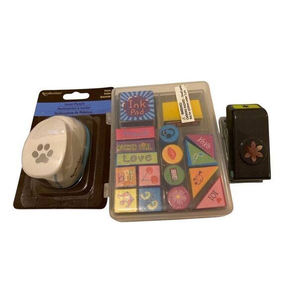 Lot of 3 Stamps Set Paper Punches Crafts Art School - Picture 2 of 11